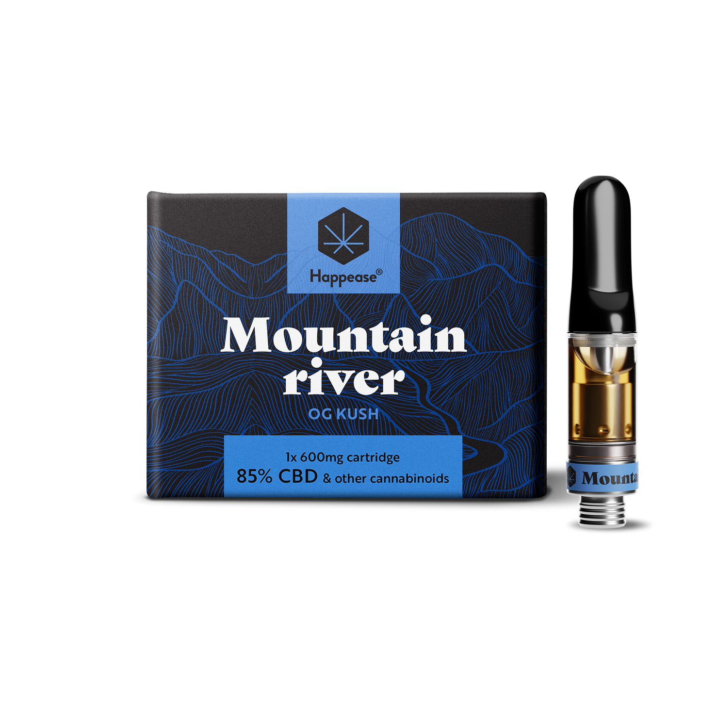 Cartouche vape CBD Happease - 85% cannabinoïdes naturels | Mountain River - Salvia la pépite verte