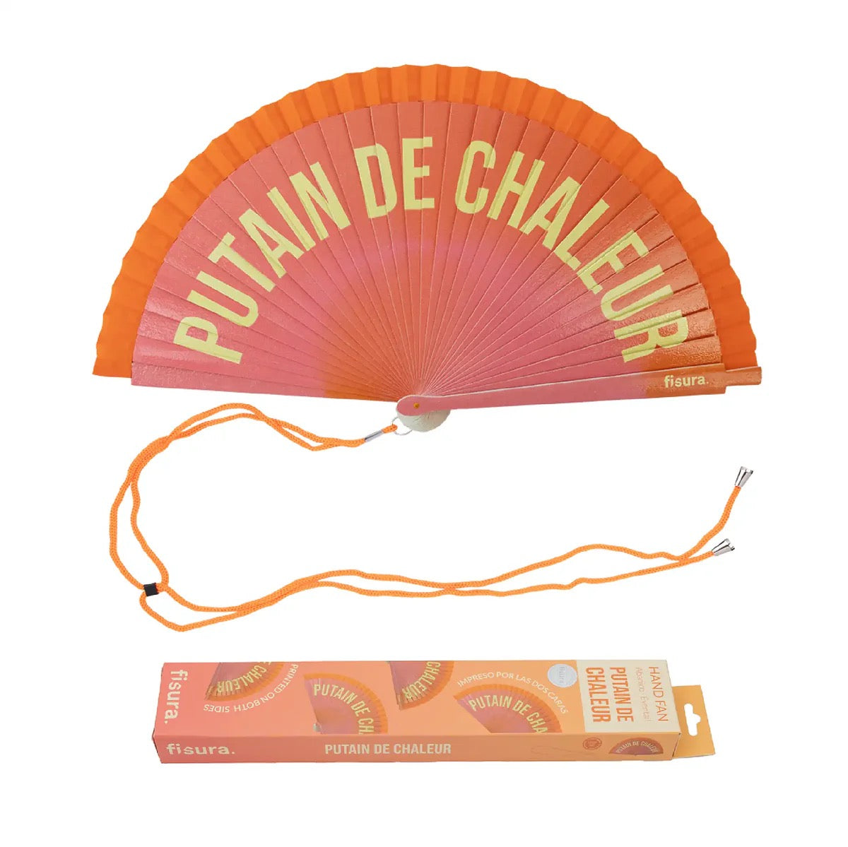 Éventail orange & rose - Bois - Putain de chaleur - Salvia la pepite verte