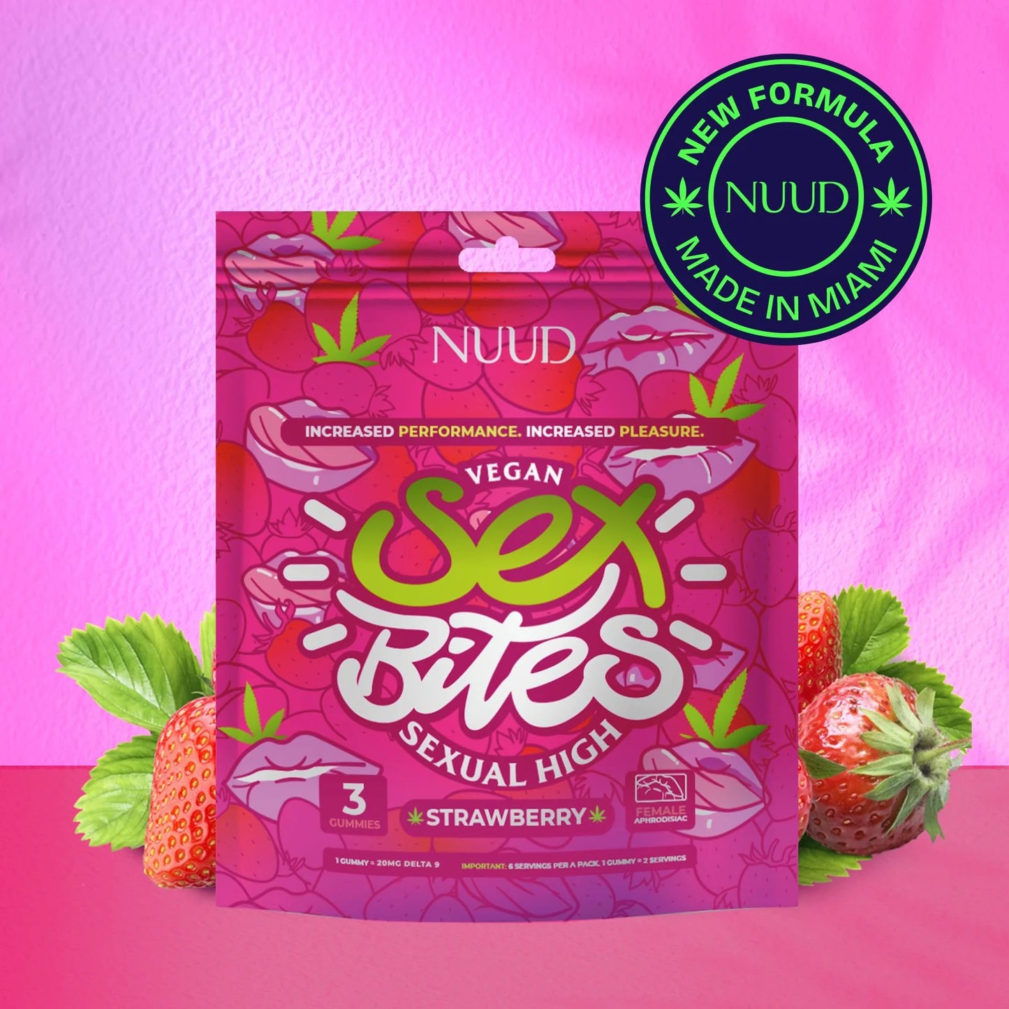 Gummies Δ9 THC | Sex Bites | Fraise - Salvia la pépite verte