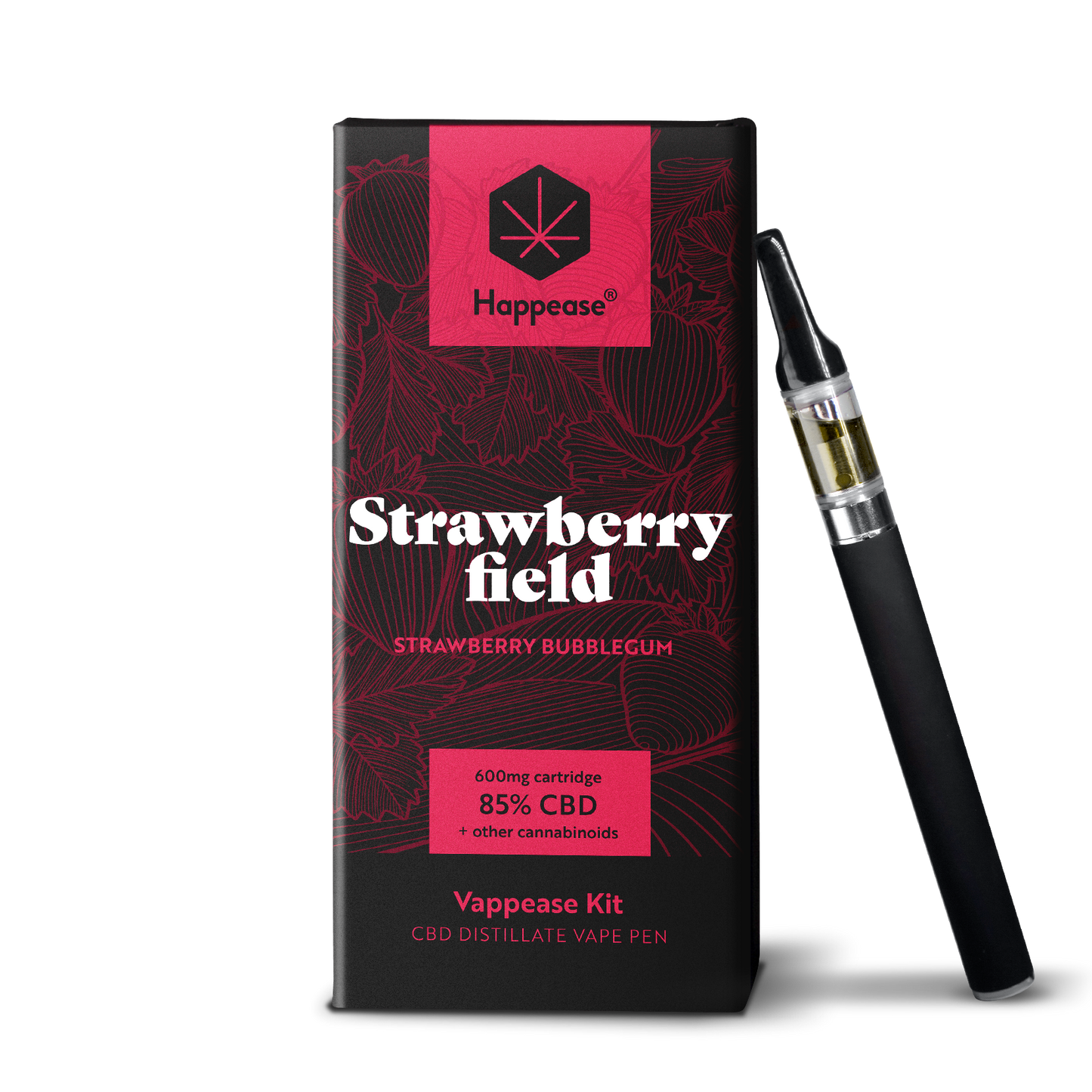 Kit vape pen CBD Happease - 85% cannabinoïdes naturels | Strawberry Field - Salvia la pépite verte