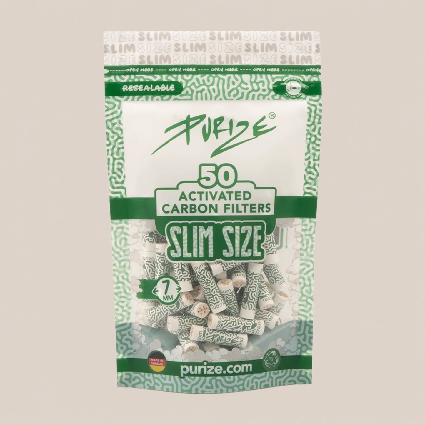 Filtres au charbon actif 7mm x50 - Purize - Salvia la pépite verte