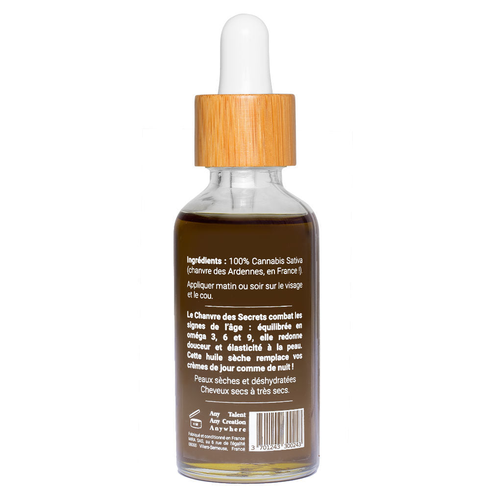 Huile de chanvre pure - Le chanvre des secrets - Salvialapepiteverte