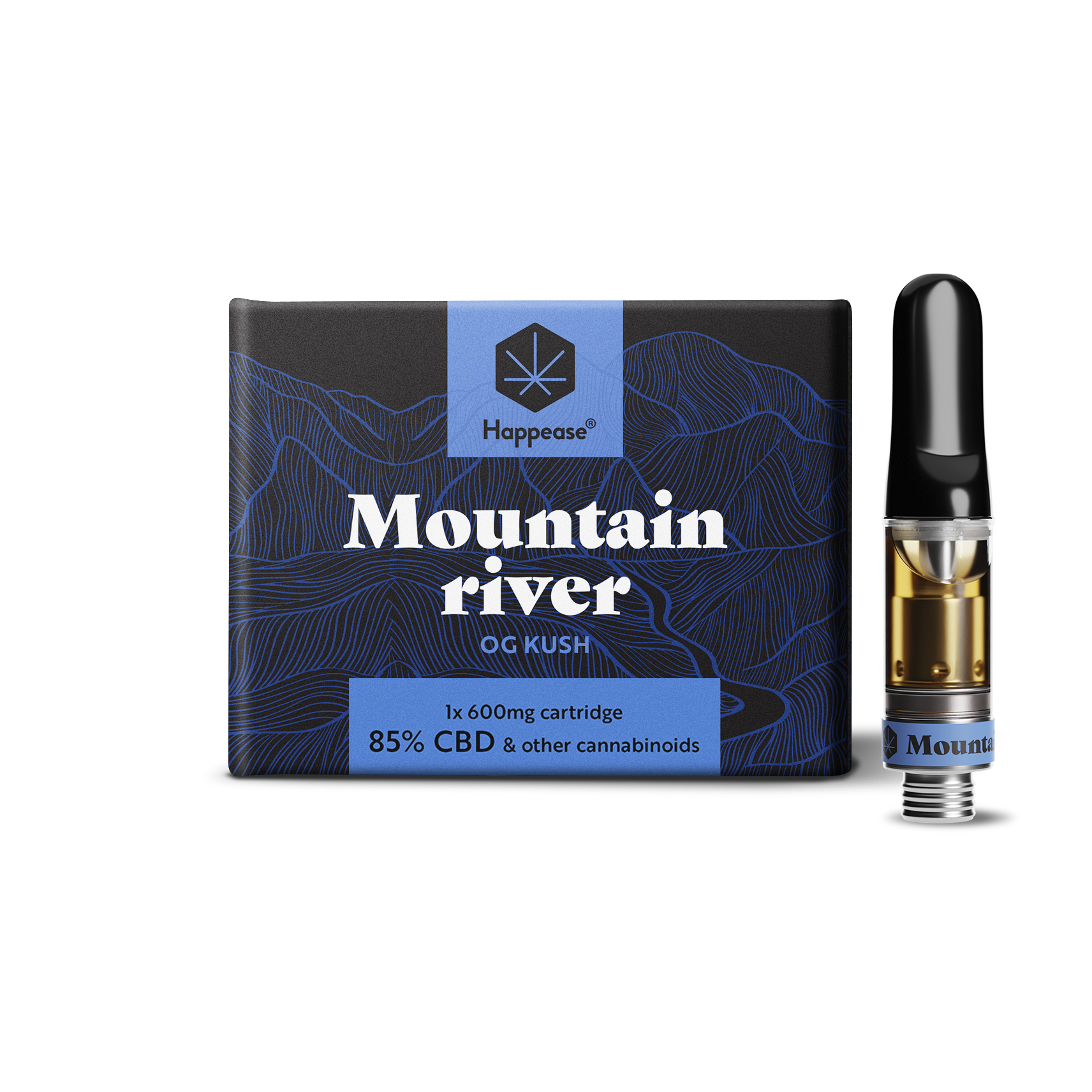 Cartouche vape CBD Happease - 85% cannabinoïdes naturels | Mountain River - Salvia la pépite verte