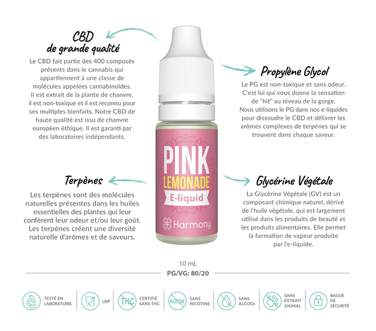 E-liquide CBD 600 mg - Pink Lemonade - Salvia la pépite verte