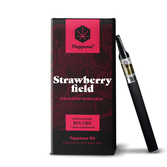 Kit vape pen CBD Happease - 85% cannabinoïdes naturels | Strawberry Field - Salvia la pépite verte