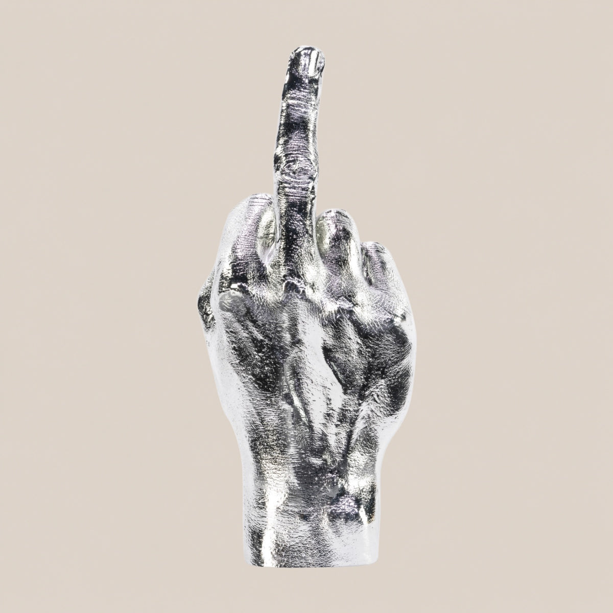 Statue main FUCK - Argentée - Salvia la pépite verte 