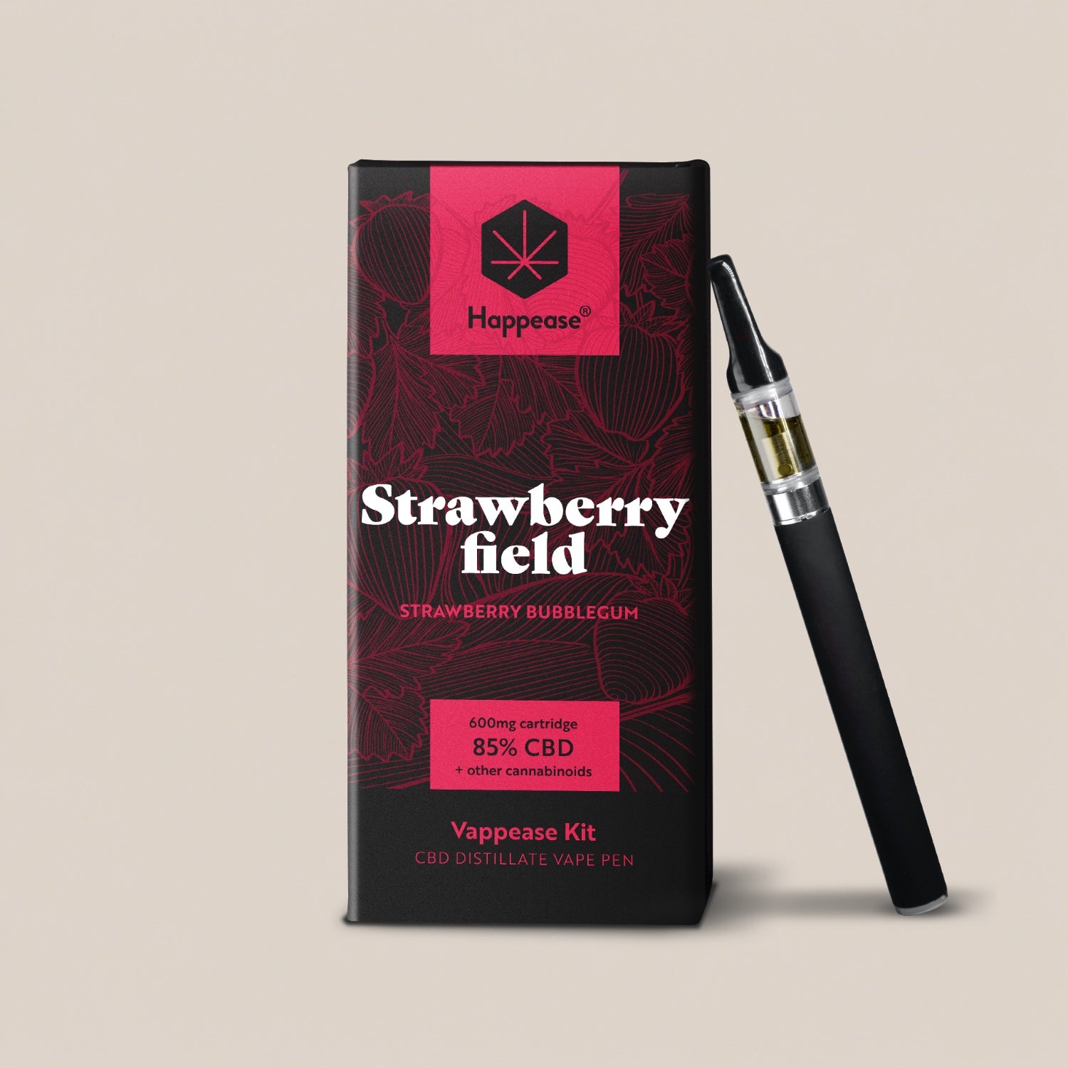 Kit vape pen CBD Happease - 85% cannabinoïdes naturels | Strawberry Field - Salvia la pépite verte